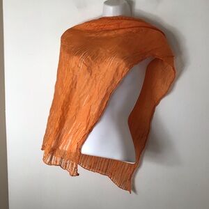 Textured Orange Silk Scarf - 100% Silk
